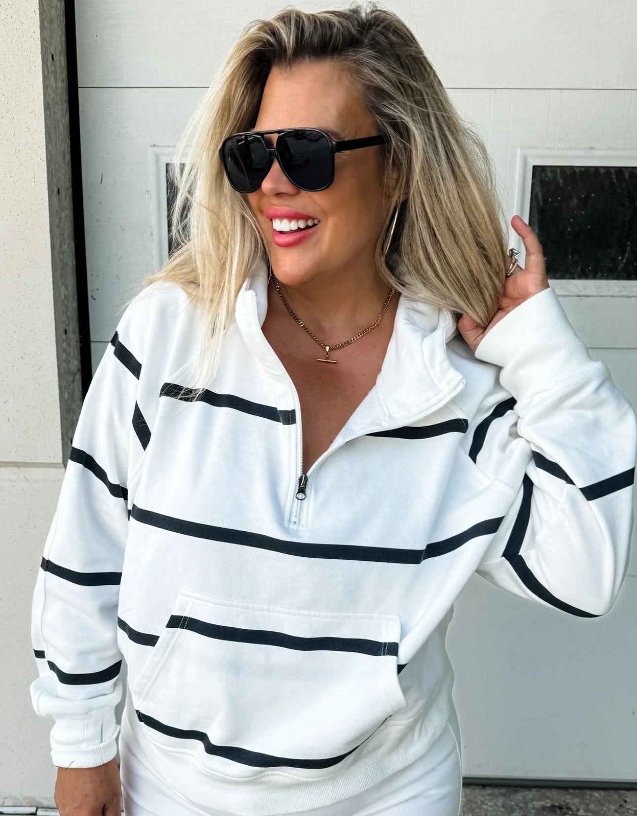 EASY DOES IT STRIPED PULLOVER