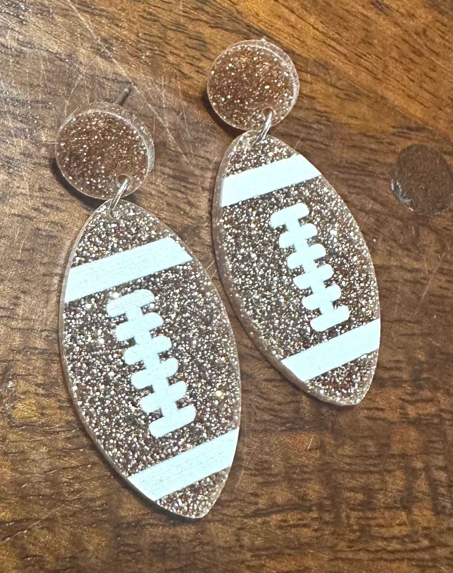 GLITTER FOOTBALL EARRINGS