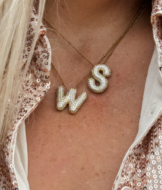 DIAMOND BUBBLE LETTER NECKLACE