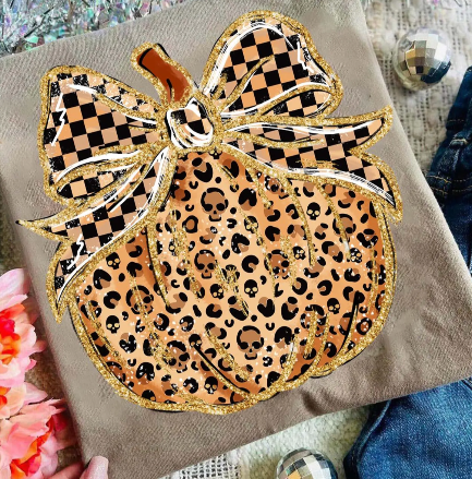 CHECKERED BOW PUMPKIN